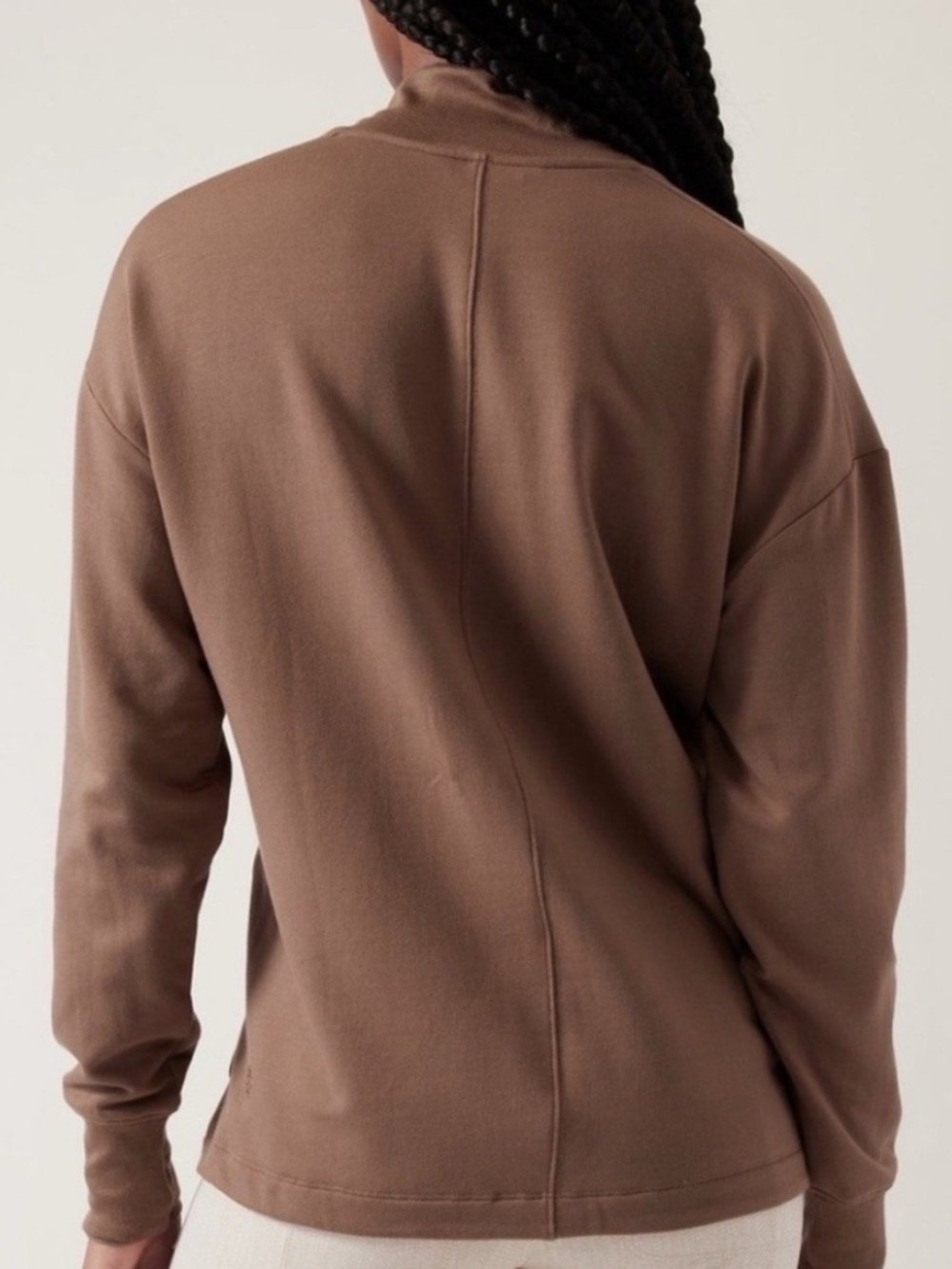 ATHLETA Clarity V-Neck Sweatshirt, Rustic Brown, Relaxed Comfort Fit, Size L - Picture 2 of 5